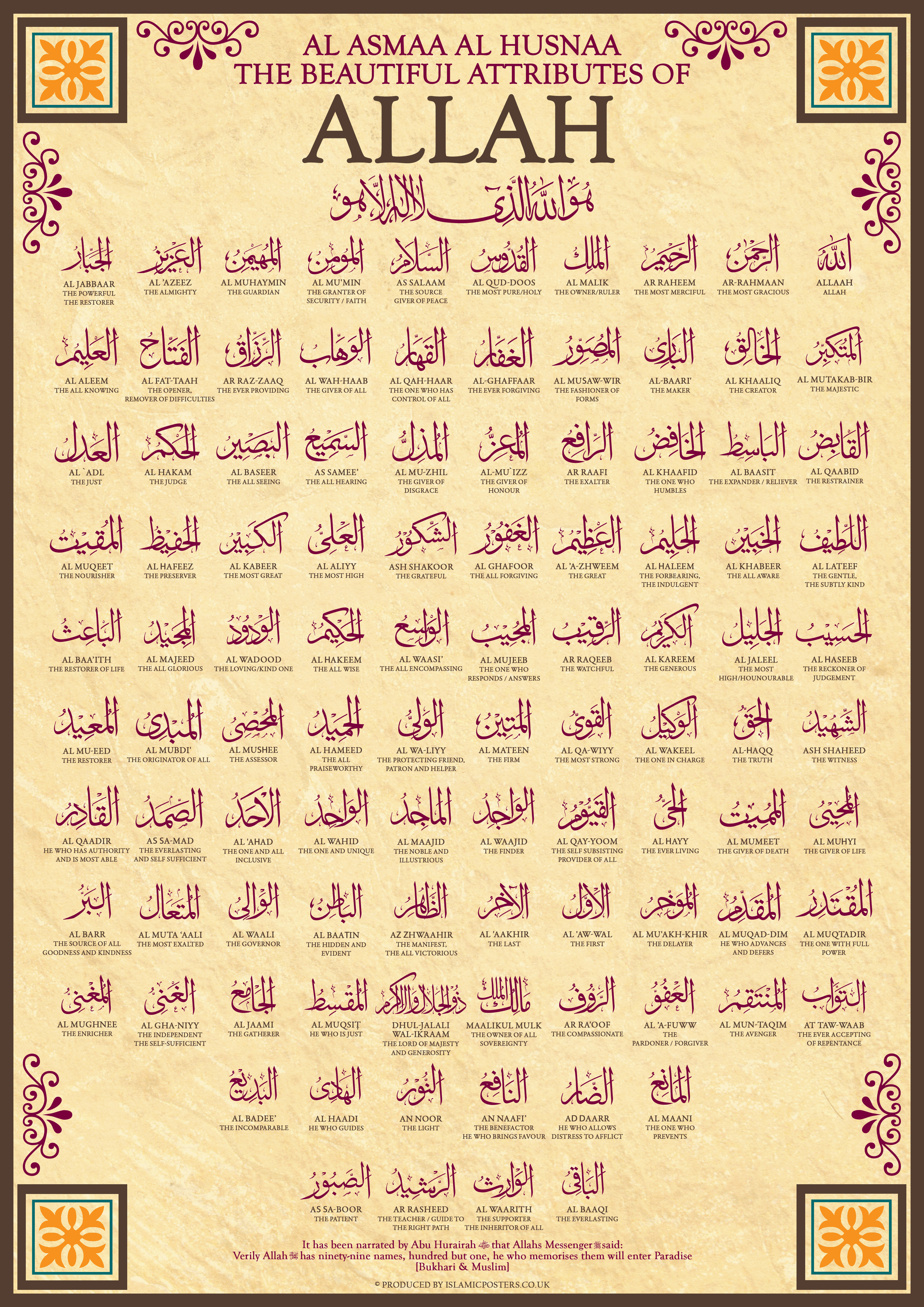 99 Names of Allah - POSTER HD